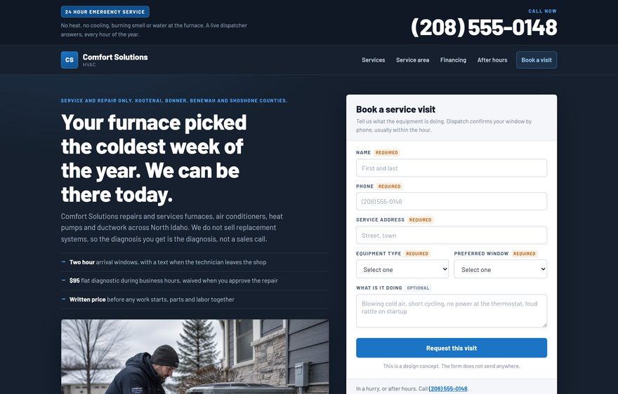 Comfort Solutions HVAC website
