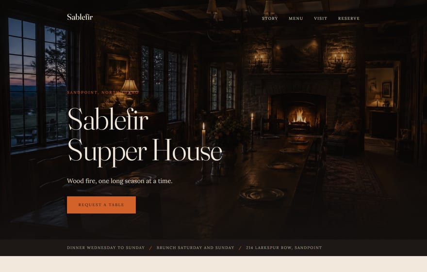 Sablefir Supper House website